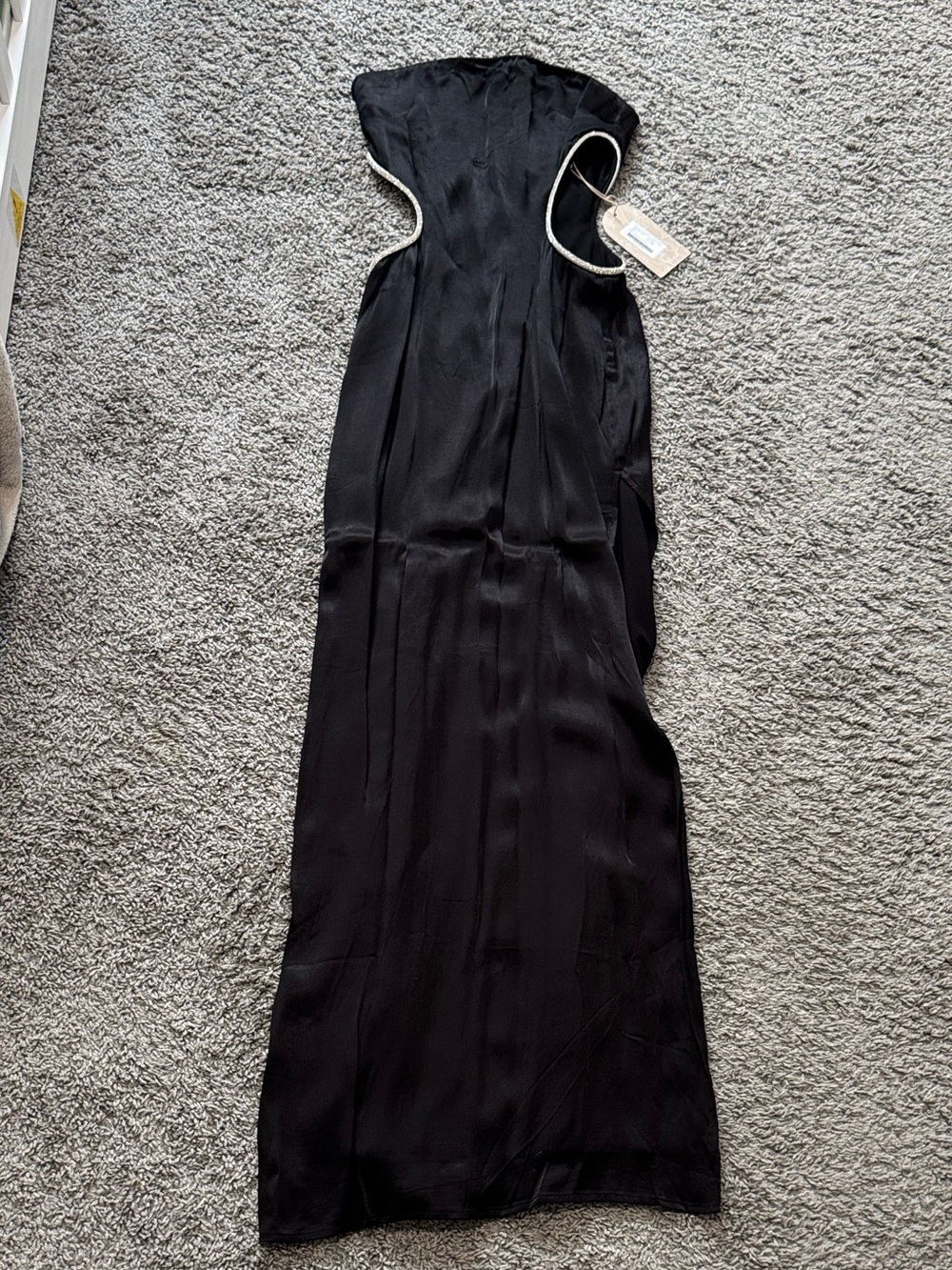 Meshki Black Strapless Maxi Dress with Diamante cut outs